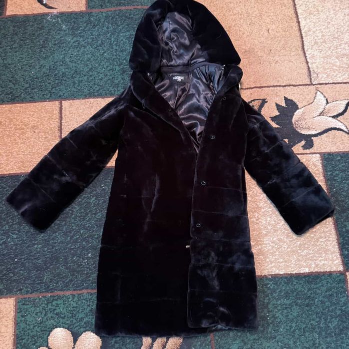 Шуба чорна еко шкіра