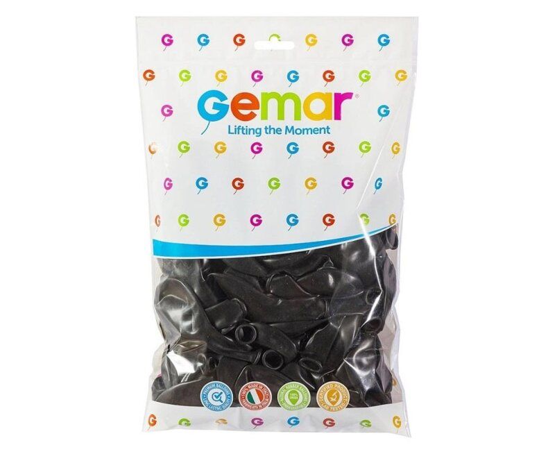 Balony Gemar pastelowe czarne 30cm 100szt Godan oprawa: blister