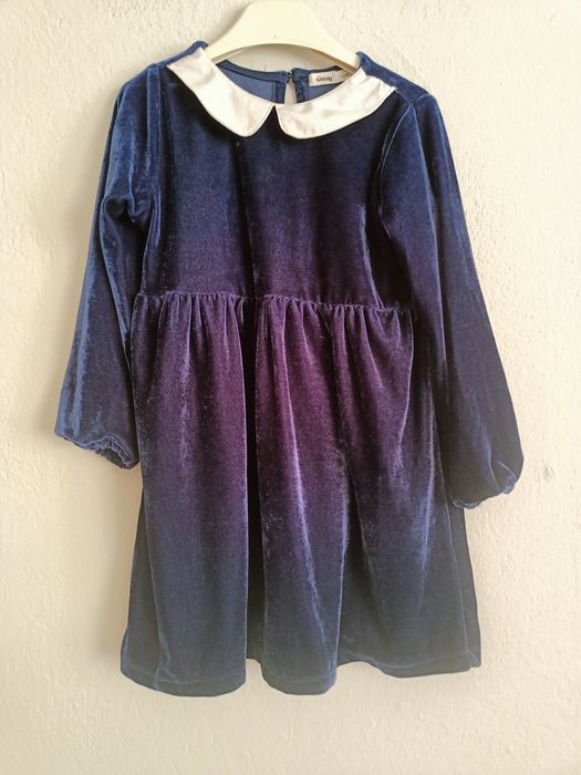 Sukienka granatowa welurowa 116