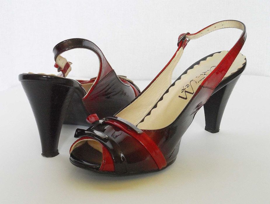 sandały obcas skóra lakierowana 37 roz