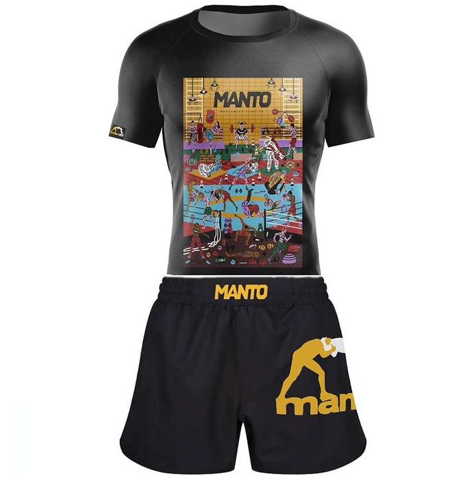 Комплект 2 в 1 Рашгард + Шорты Manto, Pitbull (мма/бжж/Кроссфит)