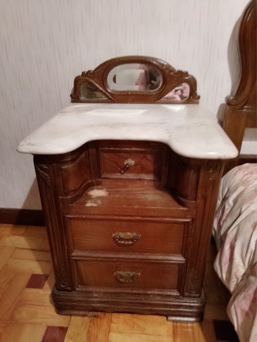 Mobília de Quarto com Pedra Mármore - Anos 60