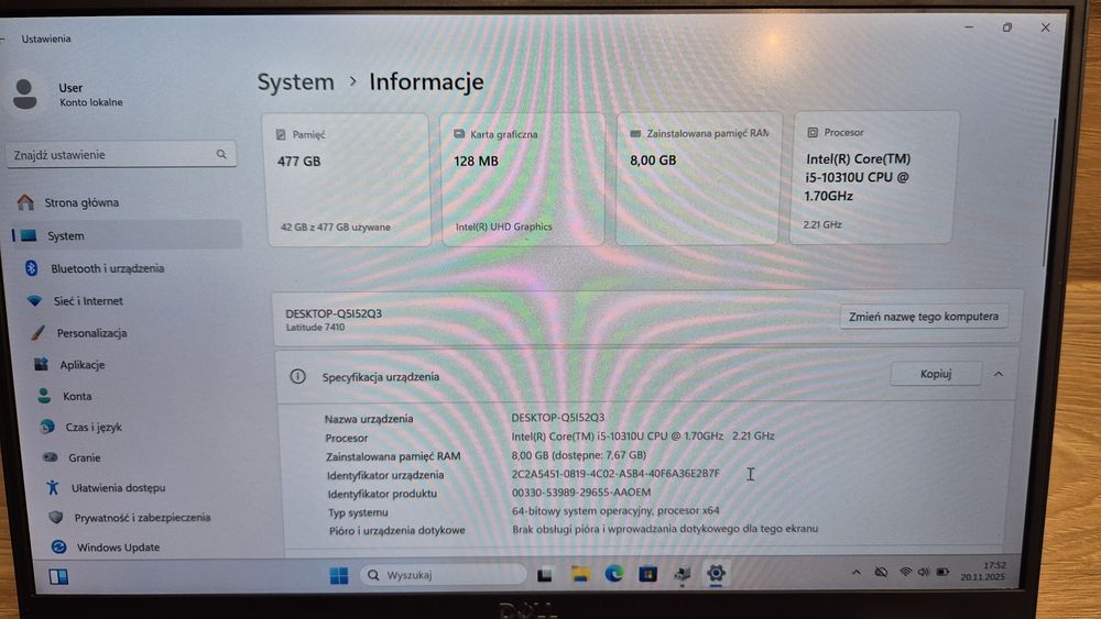 Dell Latitude 7410 i5-10310u | 8 GB RAM | 512GB SSD | WIN 11PRO