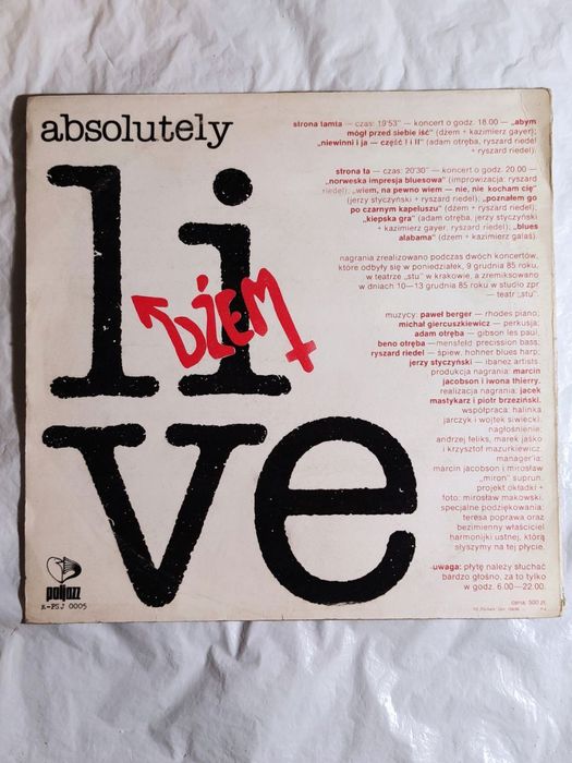 Dżem – Absolutely Live. Poljazz 1986 Ex-