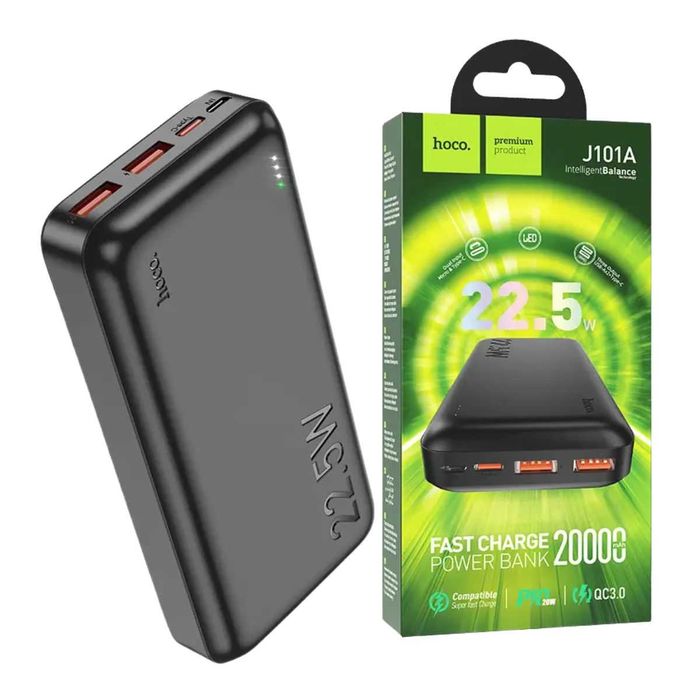 Павербанк 20000 mah повербанк 20000 зі швидкою зарядкою 22.5W HOCO J101A павер банк 20000 повер банк для роутера купить повербанк ОПТ павербанки оптом