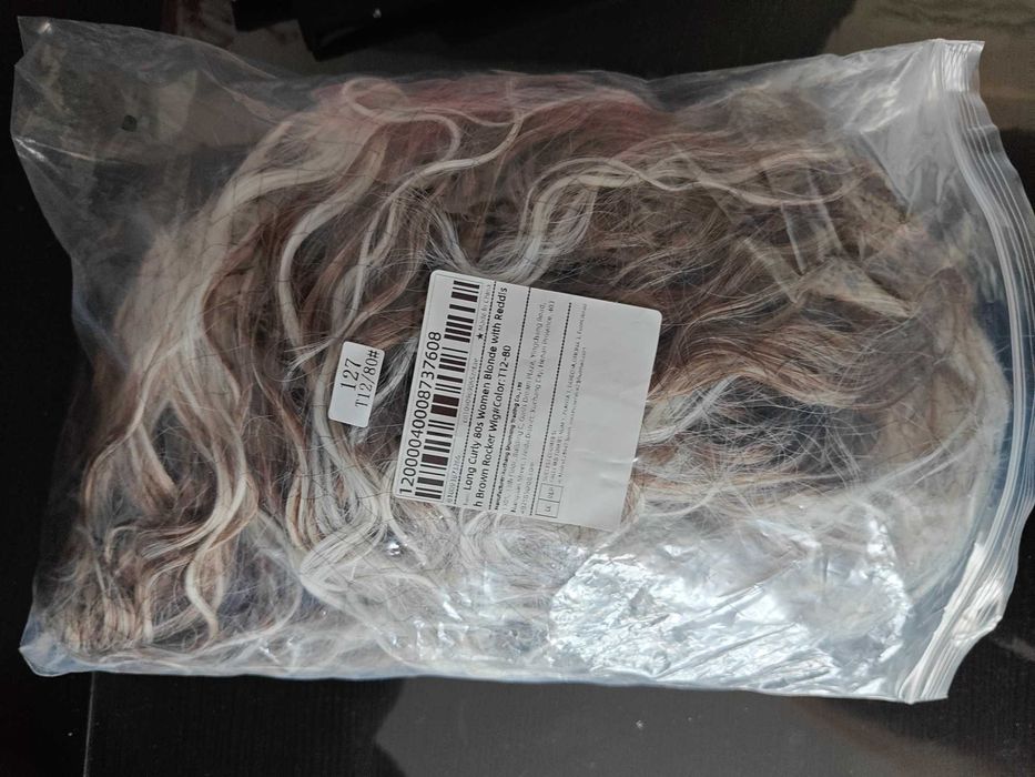 Peruka synte afro loki blond ombre popielaty włosy kręcone