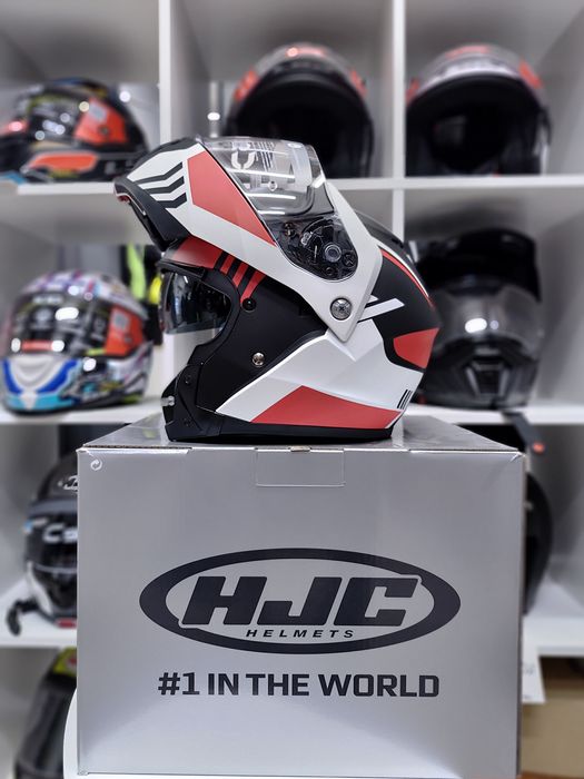 Kask motocyklowe szczękowy HJC C91N KAON czarno czerwono biały roz XL