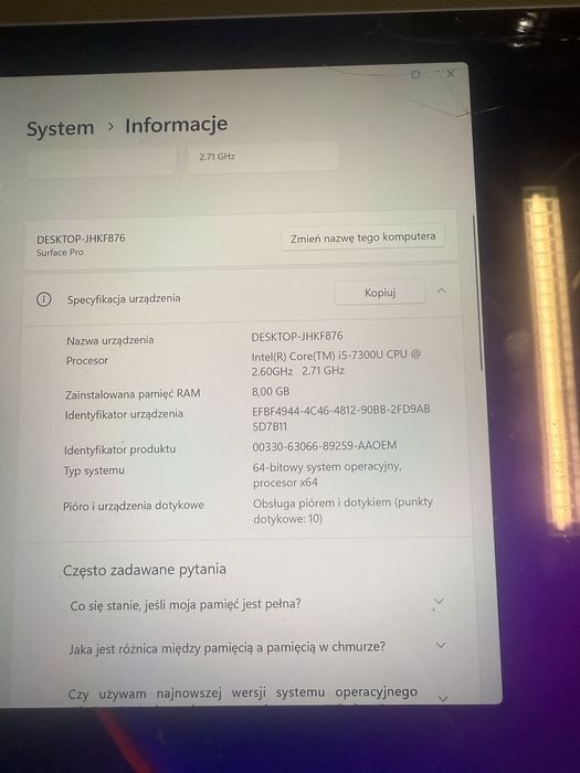 Microsoft surface  5 pro 8gb 256gb