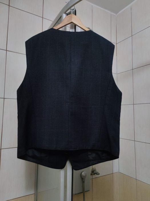Bezrękawnik XL elegancki szary siwy męski do garnituru opinający czarn