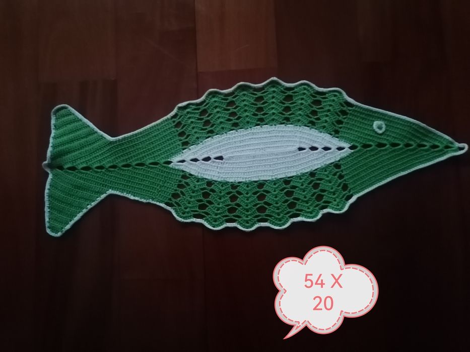 Conjunto de 3 panos em croché forma de peixe