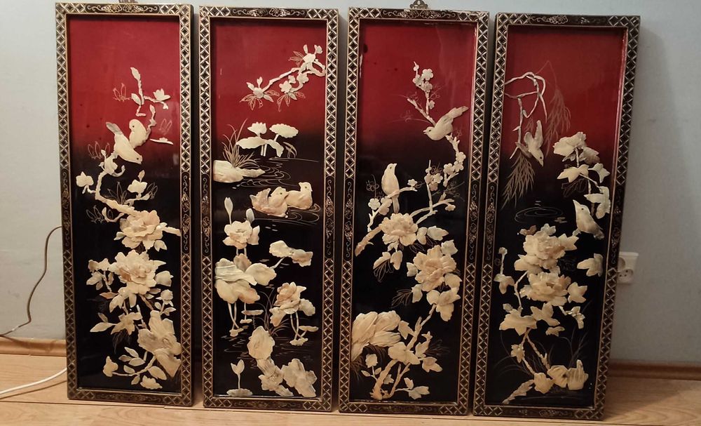 4-częściowy obraz-panel z detalami z masy perłowej
