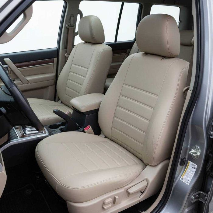 Авточохли MITSUBISHI PAJERO (2006+) 7місць Екошкіра Бежеві EMC-ELEGANT