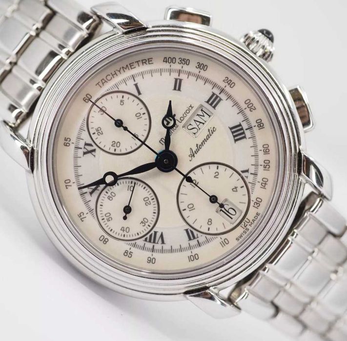 Maurice Lacroix- Automatic 25 Date, "Blue" Tachometr, Szafir, Papiery