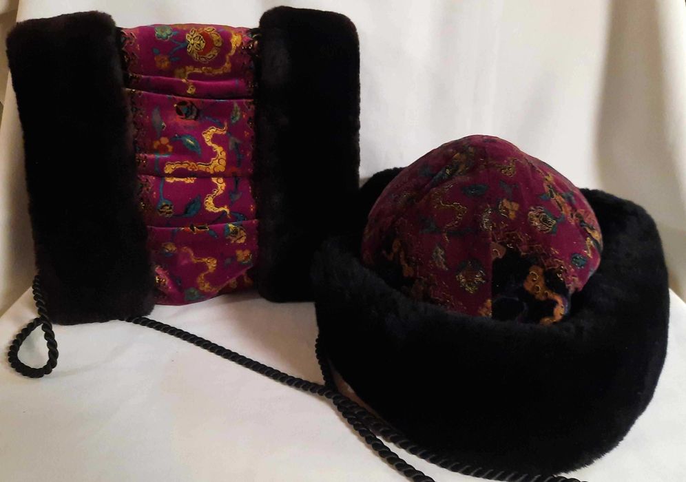 Mufka + Czapka Toczek Piękny Zimowy Zestaw Vintage Adolf Accessoires