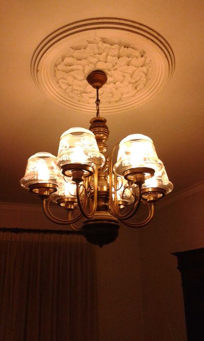 Candeeiro de tecto de 6 globos, em bronze - vintage