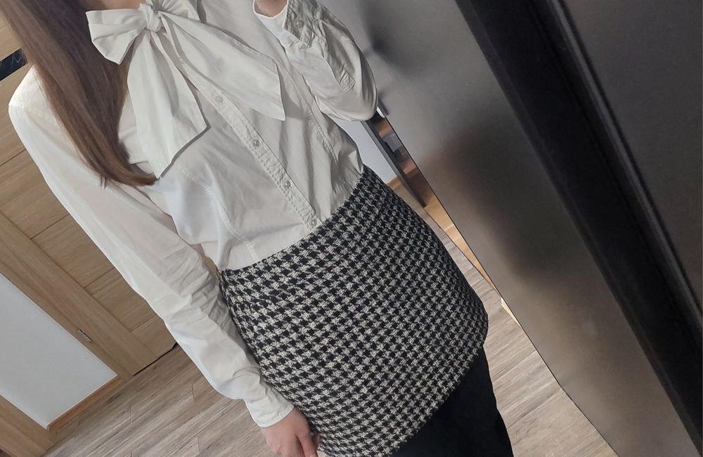 Spódniczka w pepitkę biało czarną kratkę Mango MNG XL 42