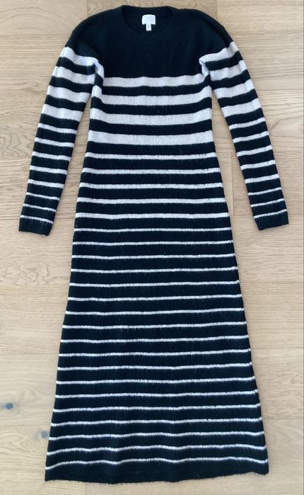 Sukienka ciepła długa pasy biało czarne H&M r. M !