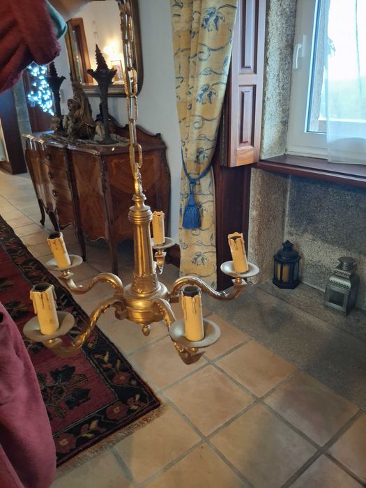 candeeiro 5 braços em bronze