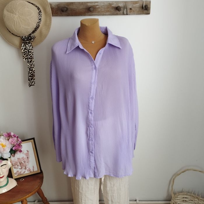 Damska koszula plisowana oversize Pretty Little Thing liliowa S–XXL