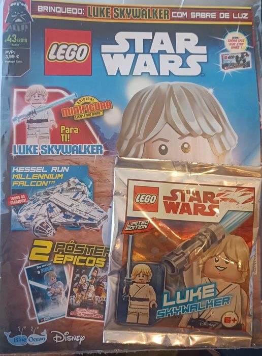 Revista Lego Star Wars Maio de 2019 com mini figura Luke Skywalker