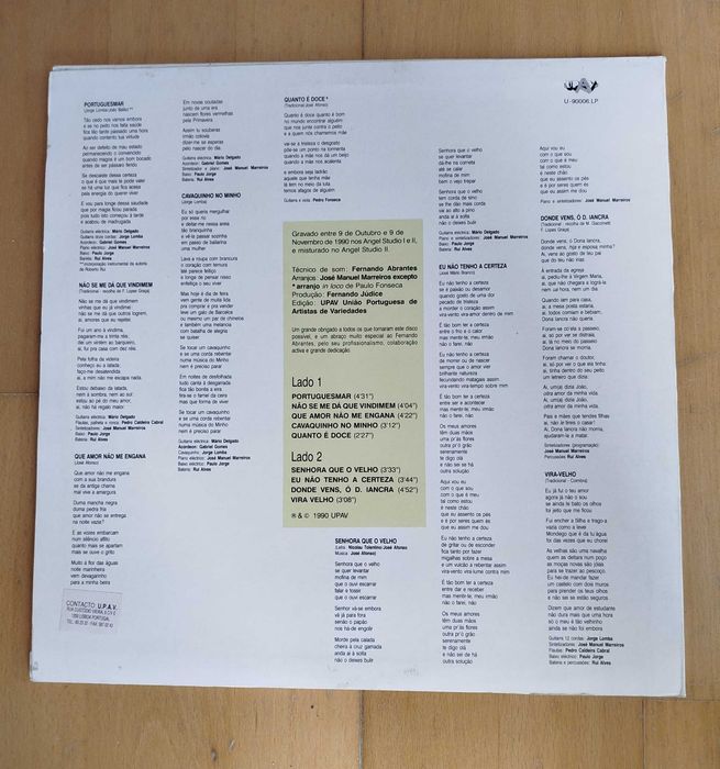 Disco de Vinil LP "Jorge Lomba", novo e escasso