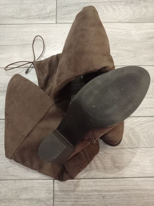 Жіночі довгі чоботи,замшеві ботфорди, кориневі, 39 р.