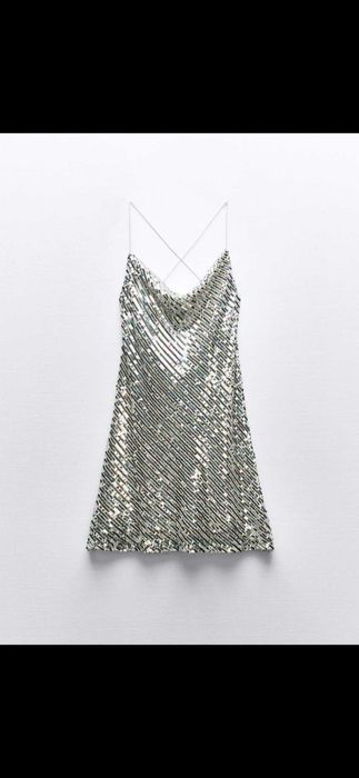 Mini sukienka nowa zara s cekiny srebna