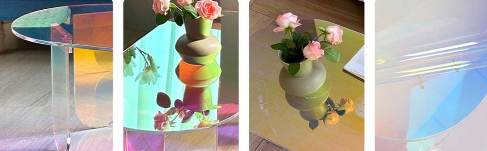 Mesa de apoio centro café oval  95 x 50 x 36 cm com efeitos luz   NOVO