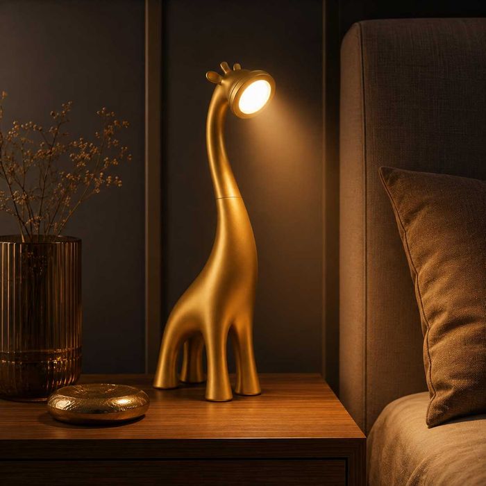 Candeeiro Girafa LED 50cm com Comando – 16 Cores | Gold, Preto ou Branco