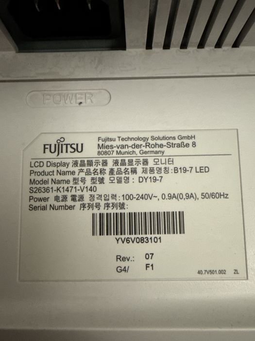 Monitor 19"  Fujitsu DY19-7