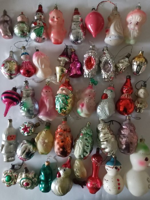 Елочные  игрушки  ссср  домики снеговик