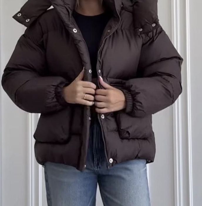 Куртка пуффер евро зима весна осень шоколадний колір