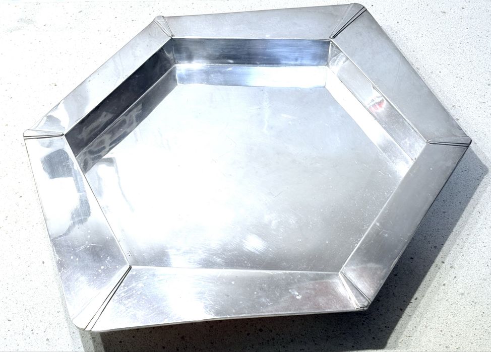 Lindo antigo tabuleiro Art Deco com banho em prata