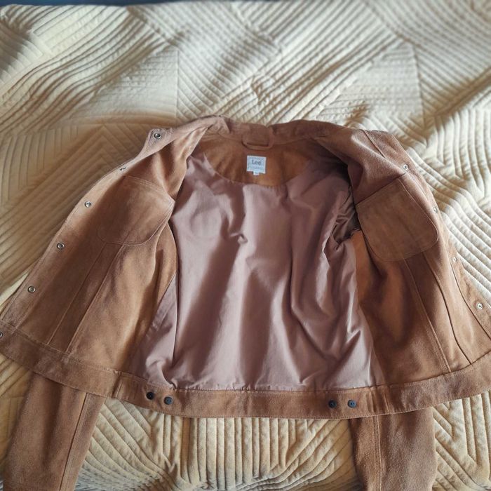 LEE zamszowa skórzana kurtka pilotka boho camel