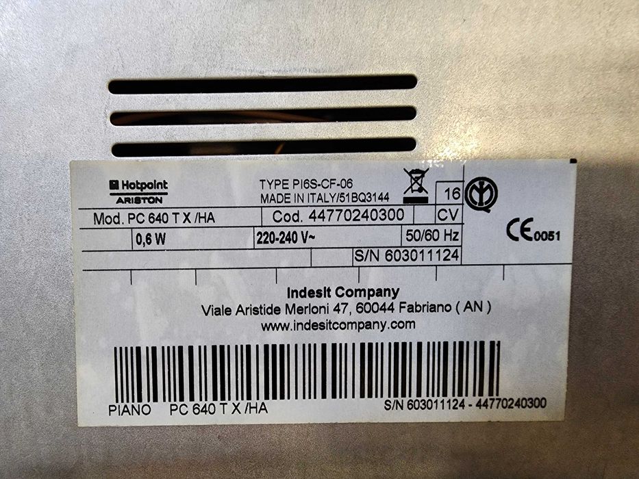 Placa Hotpoint Ariston Gás Natural PC 640 T X /HA 4 zonas