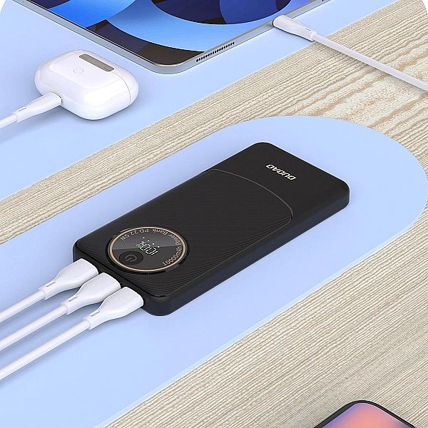 Powerbank Dudao K12/10000mAh PD22.5W USB-A, USB-C - czarny