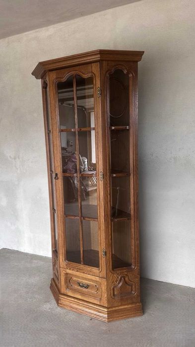 Piękna dębowa witryna narożna PYKA KINGA stan bdb DOWÓZ WYSYŁKA