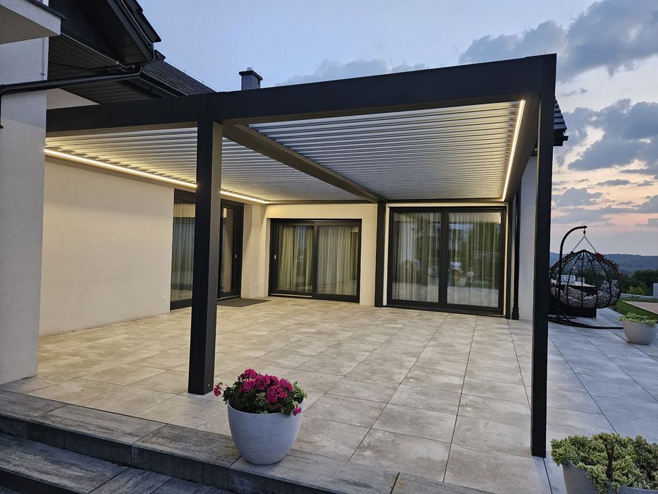 Pergola tarasowa aluminiowa lamelowa robiona NA WYMIAR