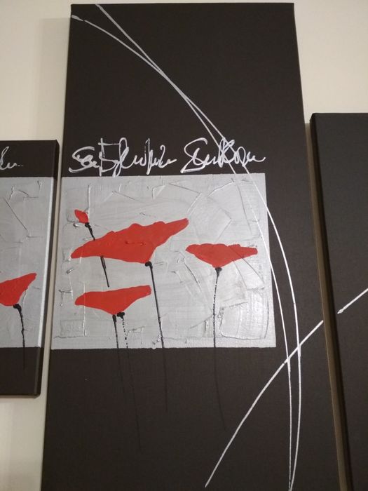 Duży obraz na płótnie ręcznie malowany czerwone maki