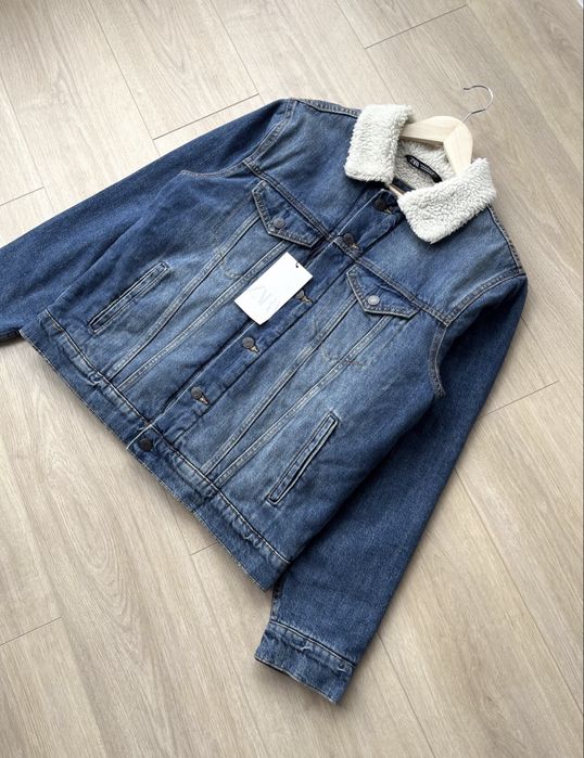 Чоловіча Куртка Zara (M) Denim Jacket Оригінал Ветровка Шерпа Джинсова Мужская Джинсовка на Меху Зара