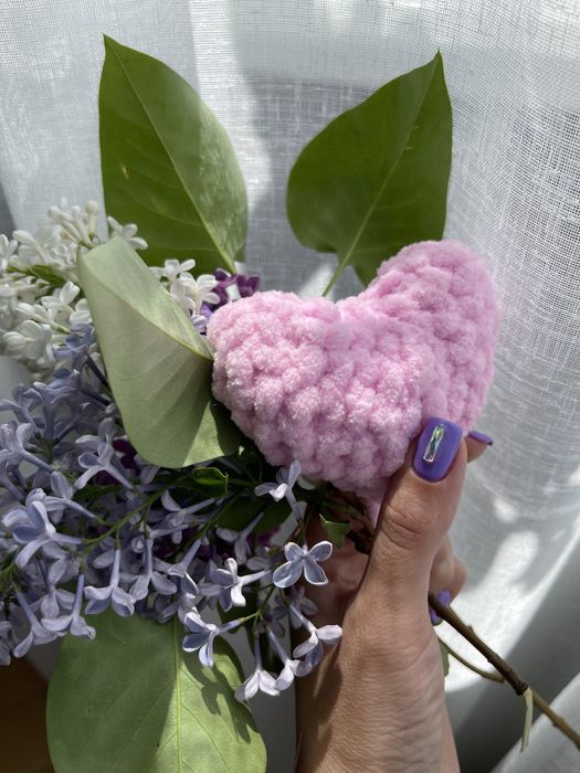 Вʼязані плюшеві сердечка/сердечко плюшевое вязаное