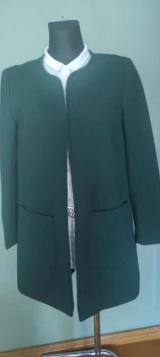 Elegancka zielona lekka narzutka płaszczyk bez zapinania H&M