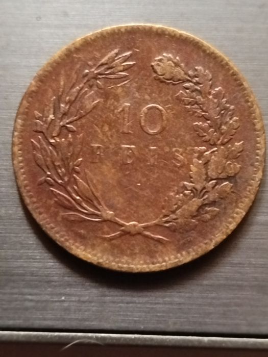 Moeda antiga 10 e 20 Reis D Carlos 1892 em Bronze