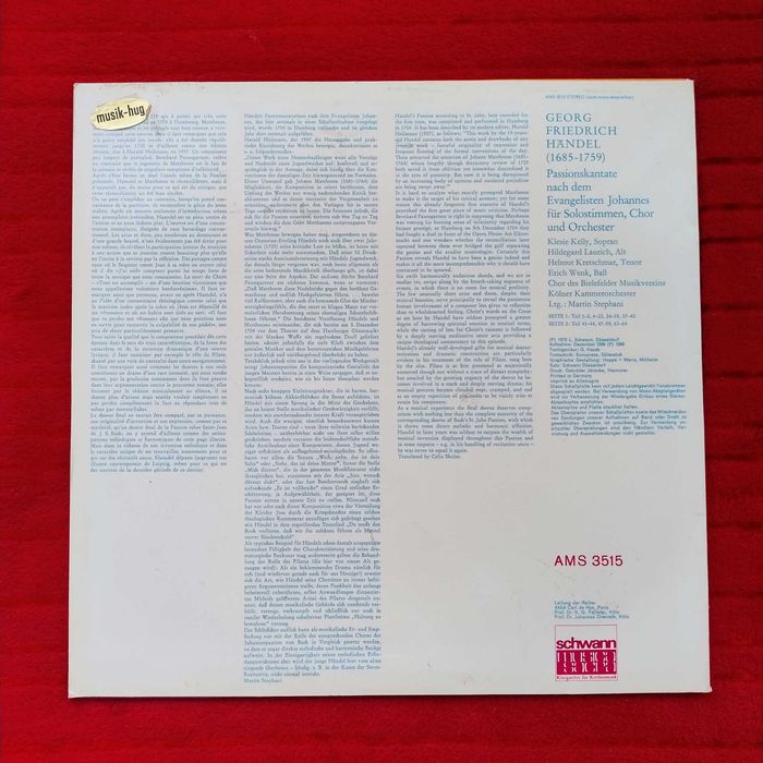 LP Händel - Passionskantate