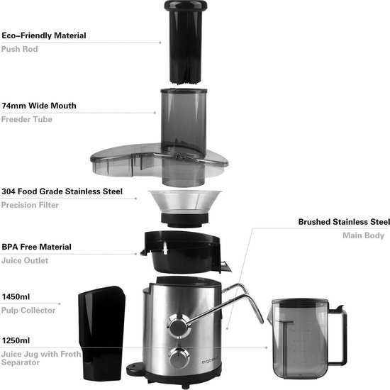 Соковижималка відцентрова Aigostar MyFrappe Black 30IMX 850W