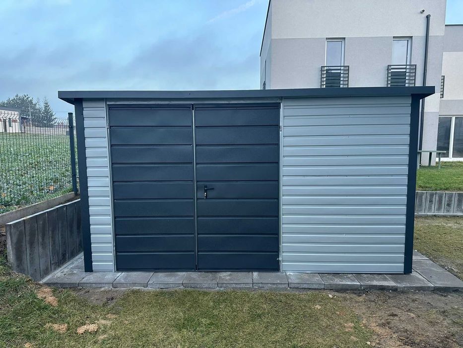 Domek narzędziowy 4m x 2.5m schowek ogrodowy srebrny + grafit
