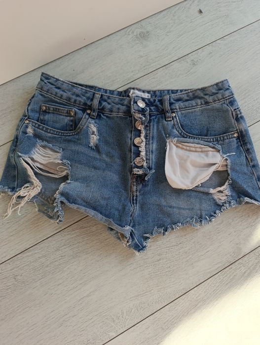 Spodenki szorty jeansowe dziury s 36 poszarpane