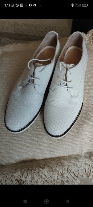 Oxfordy półbuty damskie białe skóra naturalna 38