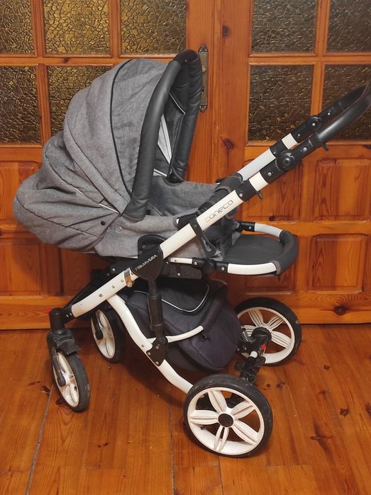 Coneco Primavera 3w1 biało szary gondola, spacerówka i nosidełko