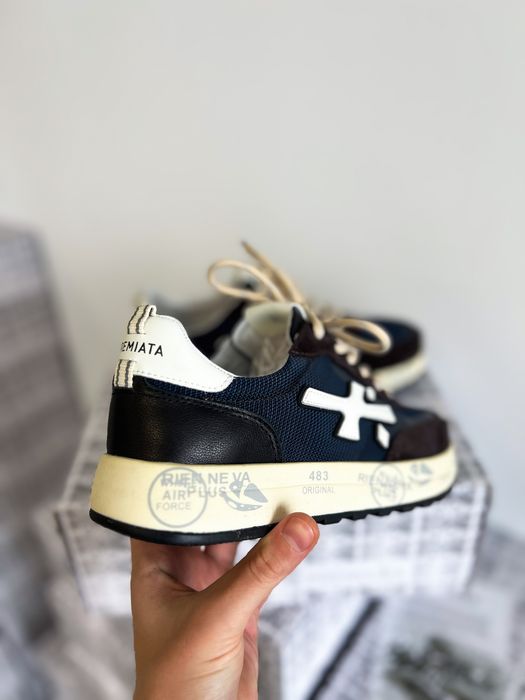 Premiata Lander 483 Navy / Brown / Cream — чоловічі кросівки,